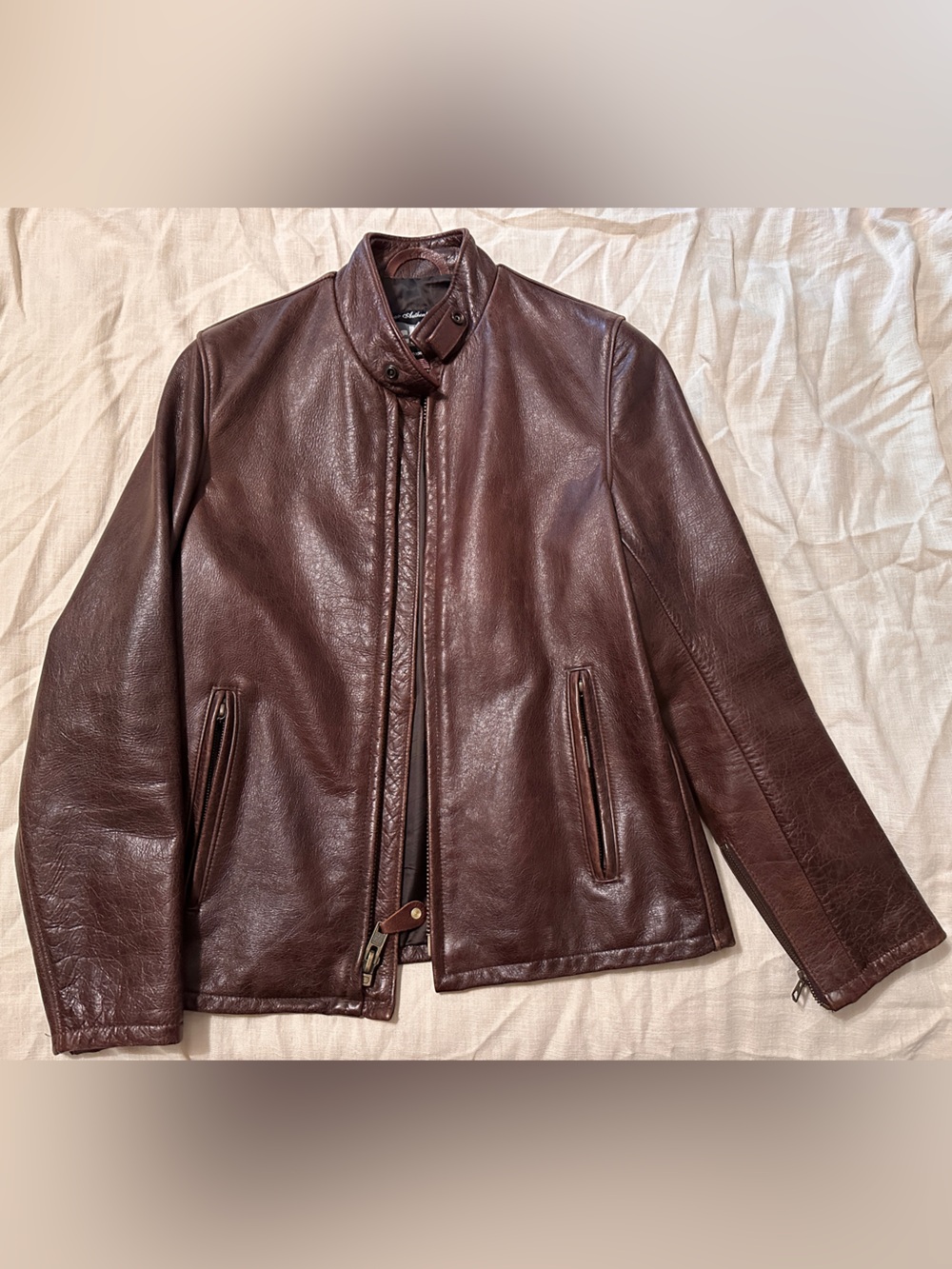 Schott NYC Dark Brown Leather Bomber Jacket